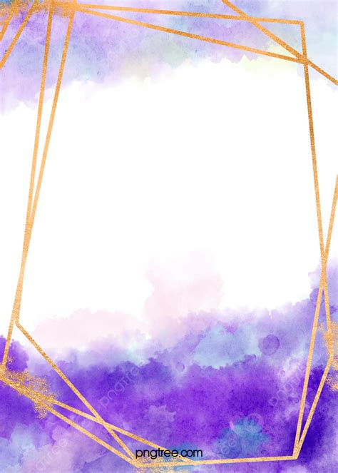 Watercolor Rendering Gold Line Border Purple Background Wallpaper Image