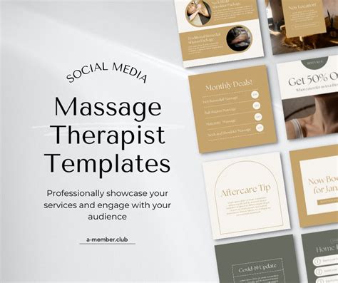 Massage Template Massage Therapist Social Media Templates Etsy