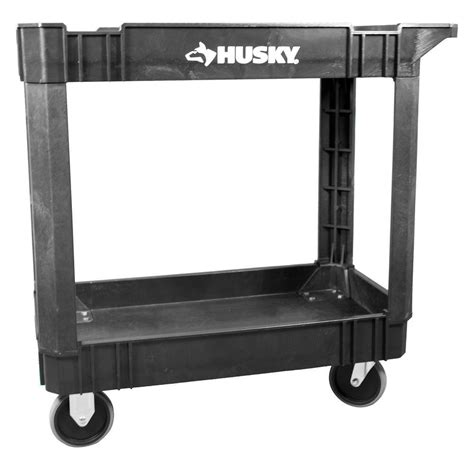 Husky Tier Plastic Wheeled Service Cart In Black With