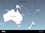 Mapa de Australia y Nueva Zelanda. Mapa vectorial de los países del ...