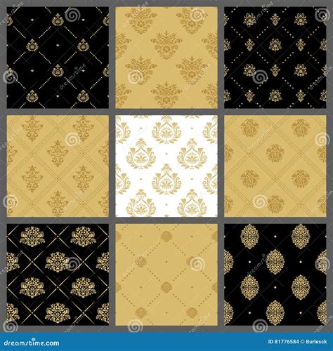 Royal Medieval Backgrounds Antique Wallpaper Pattern Set Stock Vector