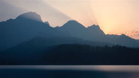 Nature Lake Sunset Silhouette Hd Wallpaper
