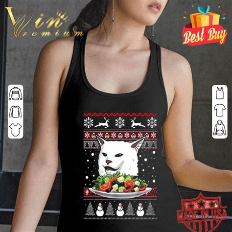Angry Women Yelling At Confused Cat At Dinner Table Meme Ugly Christmas