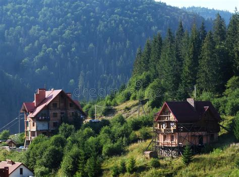 Old Romanian Village View In The Carpathian Mountains Stock Image