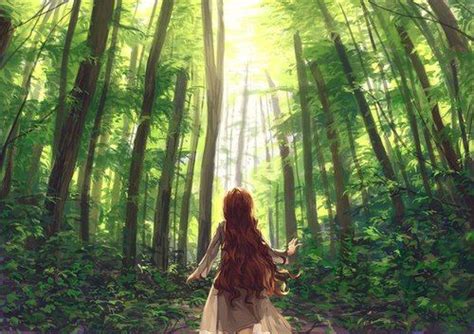 Anime Forest And Girl Image Anime Scenery Fantasy