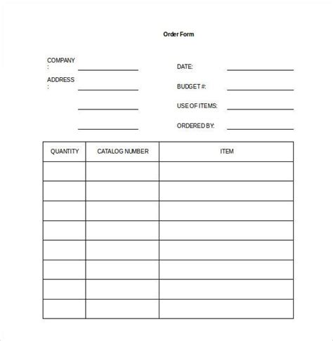 Simple Order Form Template Word — Free 52 Order Forms In Pdf Ms Word