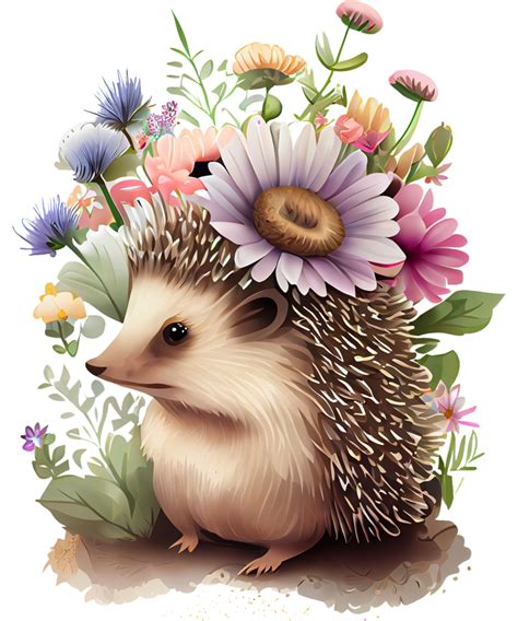 Free Baby Hedgehog Flower Clipart 22989947 Png With Transparent Background