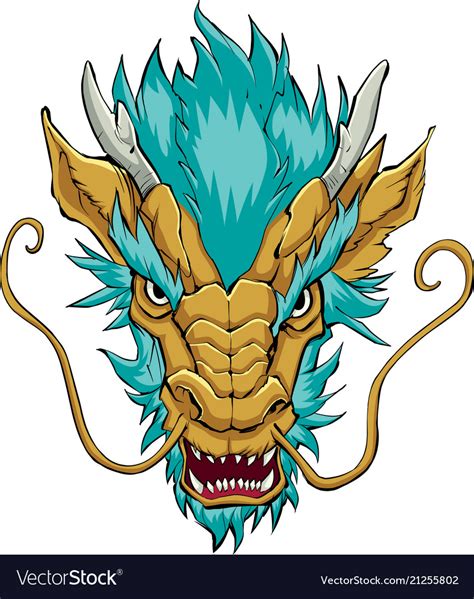 Chinese Dragon Head Gold Royalty Free Vector Image