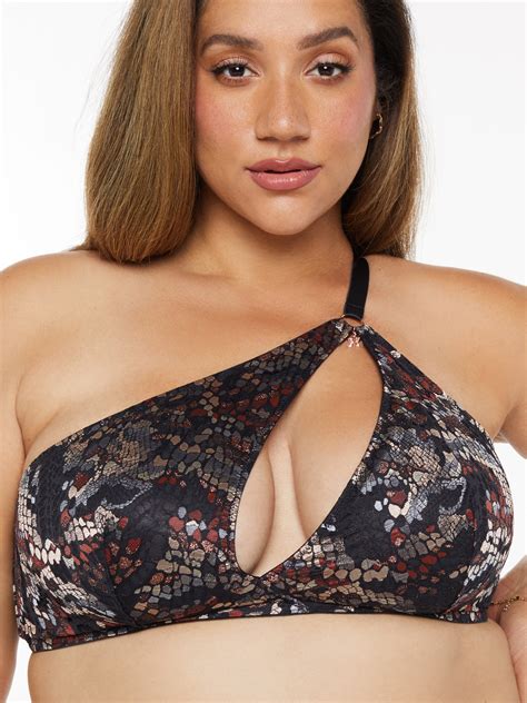 Cold Hearted Snake Asymmetrical Lace Bralette In Black Brown Multi Savage X Fenty