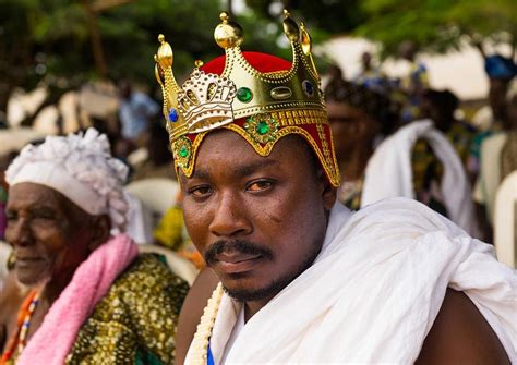 Benin West Africa Ouidah Beninese Traditional King With A Plastic