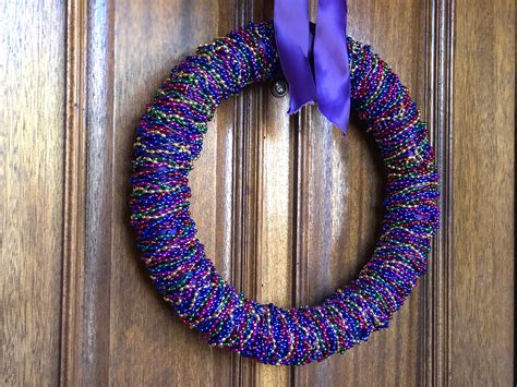 Mardi Gras Bead Wreath Let The Good Times Roll With This Colorful Wreath