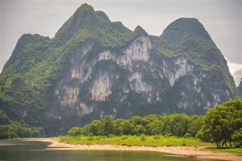 Green Mountain Scenery Along Li River In China Stock Image Image Of