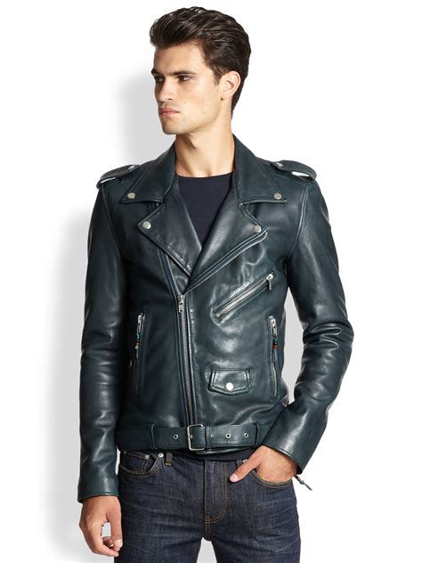 2021 popular ranking keywords trends in men's clothing, faux leather coats, genuine leather coats, jackets with men leather jacket and hot promotions in men leather jacket on aliexpress BLK DNM Leather Moto Jacket in Emerald (Green) for Men - Lyst