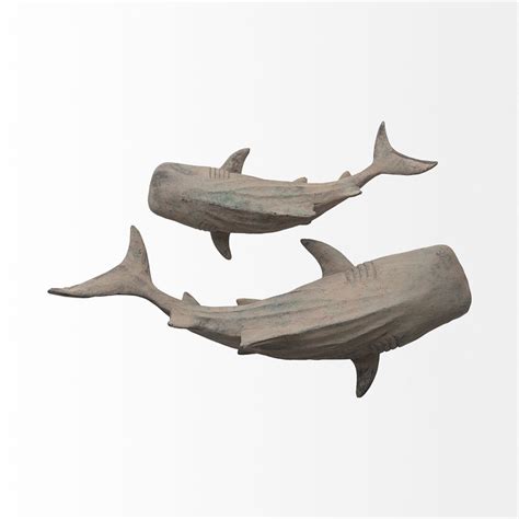 Mercana Willa Large Wall Mountable Gray Resin Whale Shark Sculpture