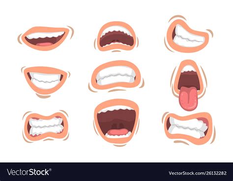 Flat Set Male Mouths With Different Royalty Free Vector