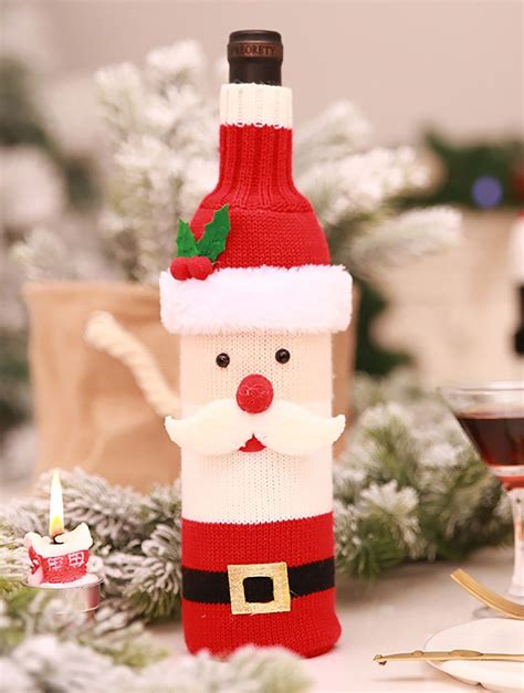 Christmas Santa Claus Wine Bottle Cover Sheinsheinside Christmas