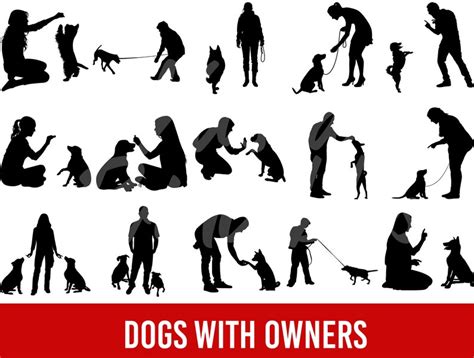 Dogs And Their Owners Silhouettes Eps Svg And Png Walking A Etsy