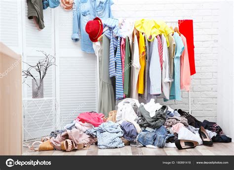 Messy Dressing Room Interior Clothes Rack Stock Photo By ©belchonock