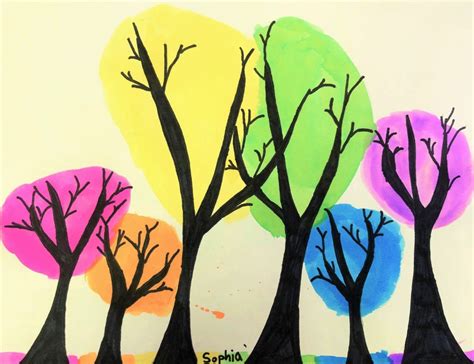 Rainbow Trees Art Lesson For Kids Leah Newton Art