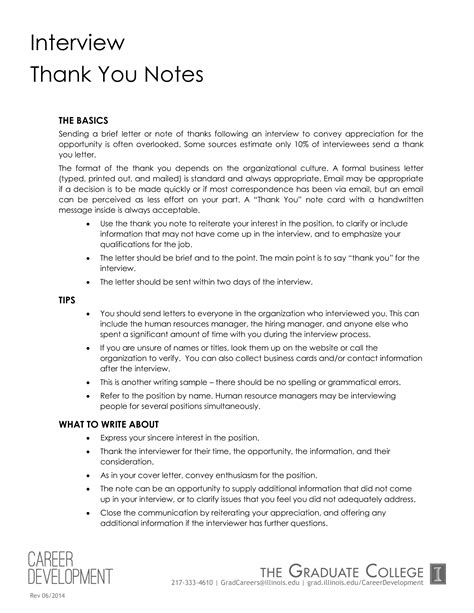 An Interview Sheet With The Words Thank You Notes
