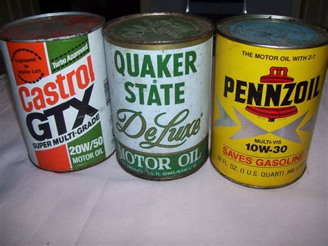 3 Old Vintage Motor Oil Cans Castrol Gtx Pennzoil Quaker State Can Full