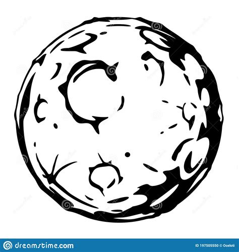 Full Moon Cartoon Black And White Stock Vector Illustration Of Crater