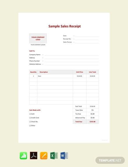 28 Sales Receipt Templates Word Pdf Excel Apple Pages