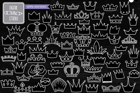 Crowns White Princess Tiara King Queen Royal Illustrations By
