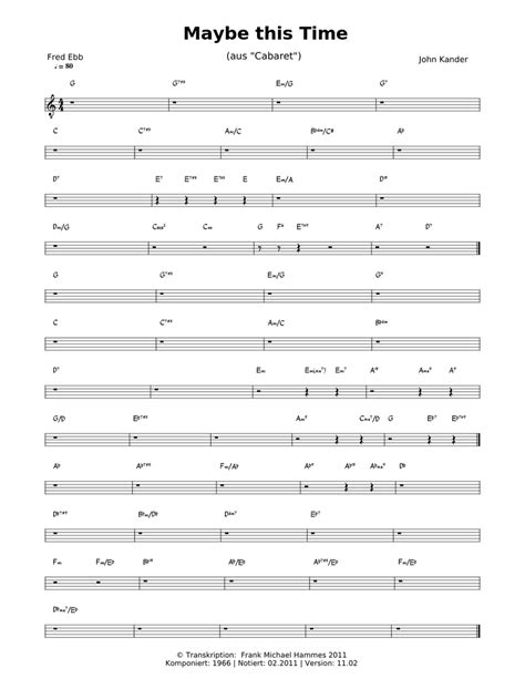Kanderebb Maybe This Time Nur Akkordechords Only Sheet Music For