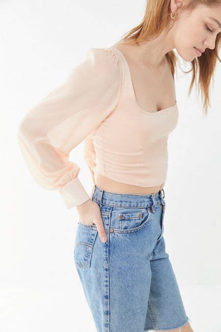 Going Out Tops For Women Urban Outfitters Sheer Sleeves Womens Going Out Tops Crop Blouse