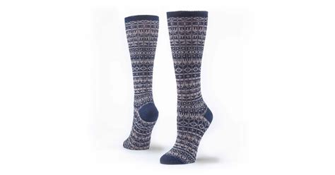 Maggies Organics Socks Wool And Cotton Sweater Knee Hi Navy Gray