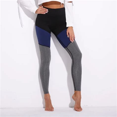 2018 New Color Patchwork Sexy Fitness Leggings Women High Waist Casual Skinny Pants Push Up