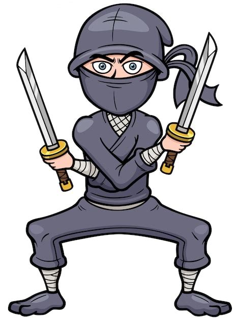 Dessin Animé Ninja Vecteur Premium
