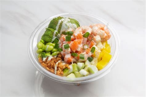Premium Photo Poke Hawaiian Dish Raw Fish Salad Served As An