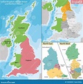 Mappa Dell'Inghilterra Ad Ovest Del Nord E Di Est Illustrazione ...