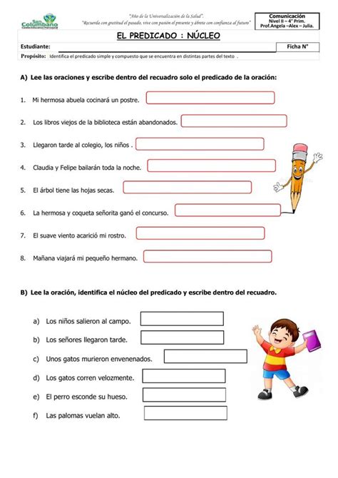 Actividad Online De El Predicado Oraciones Bimembres Y Unimembres