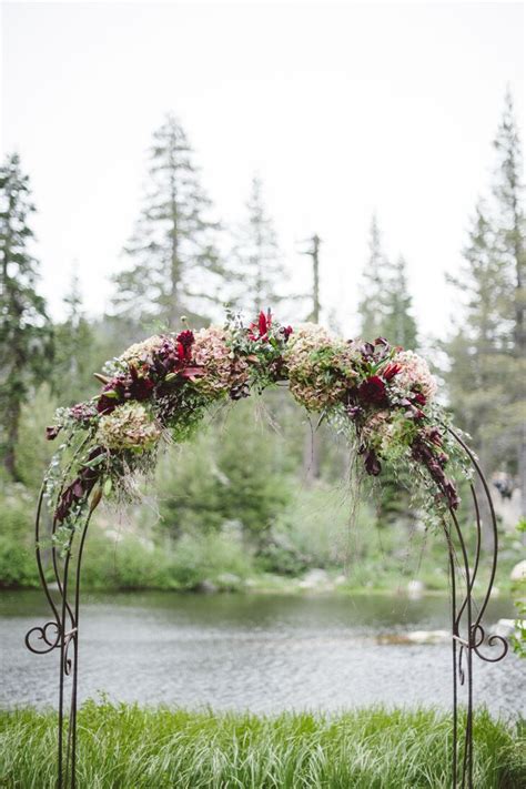 Hydrangeas On Wrought Iron Wedding Arch