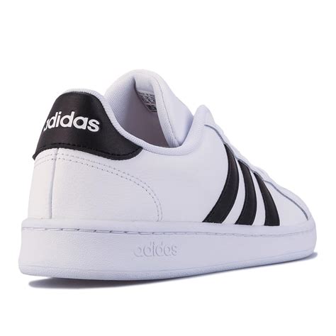 Mens Adidas Grand Court Regular Fit Trainers In White And Black Ebay
