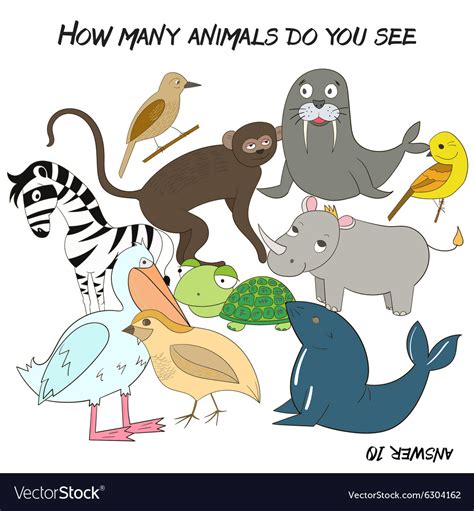 Educational Game How Many Animals Do You See Vector Image