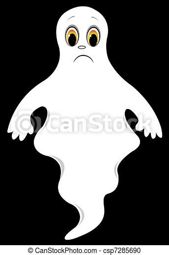 Sad Ghost On A Black Background Vector Illustration Canstock