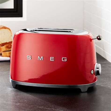 smeg red  slice retro toaster reviews crate  barrel