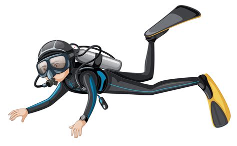 A Scuba Diver On White Background 300524 Vector Art At Vecteezy