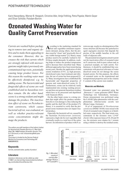 PDF Ozonated Washing Water For Quality Carrot Preservation