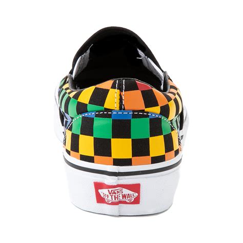 Vans Slip On Rainbow Checkerboard Skate Shoe Black Multicolor