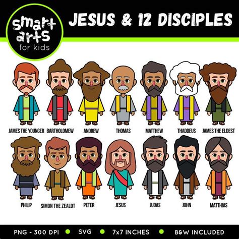 Jesus And 12 Disciples Clip Art 12 Disciples Bible Based Etsy Bible