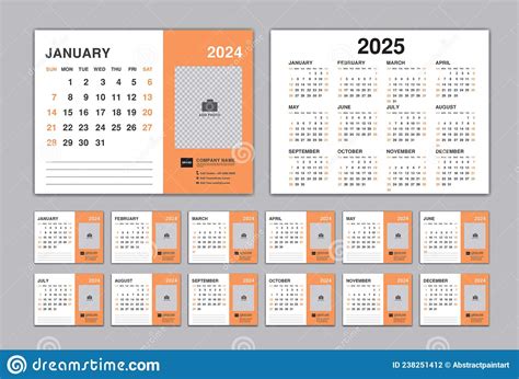 Kalender 2024 Sjabloonbureauplanner 2024 En Set Van 12 Maanden En