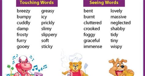 Sensory Words Printable Sensorywords Picture