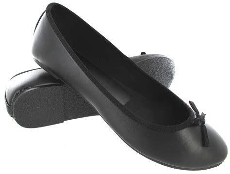 Ladies Flat Bow Ballet Ballerina Pumps Plain Womans Work School Dolly Shoes Size Ebay
