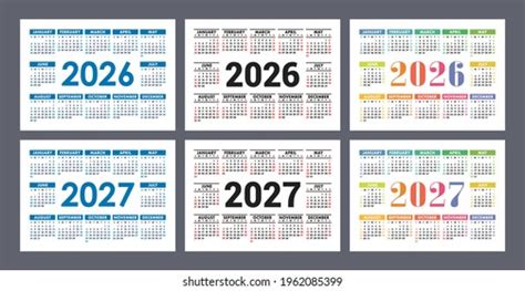 Calendar 2022 2023 Years English Colorful Stock Vector Royalty Free