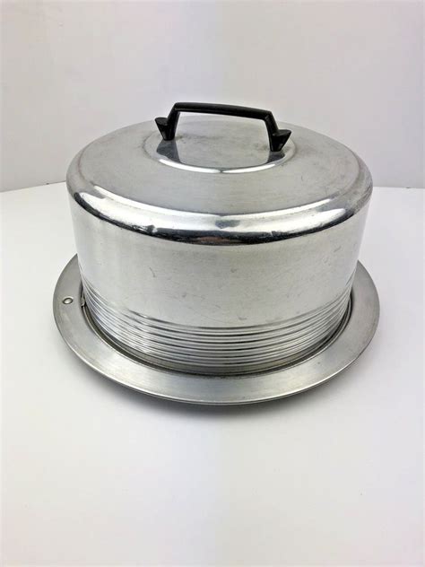 Vintage Regal Ware Aluminum Cake Carrier Saver Holder Locking Side